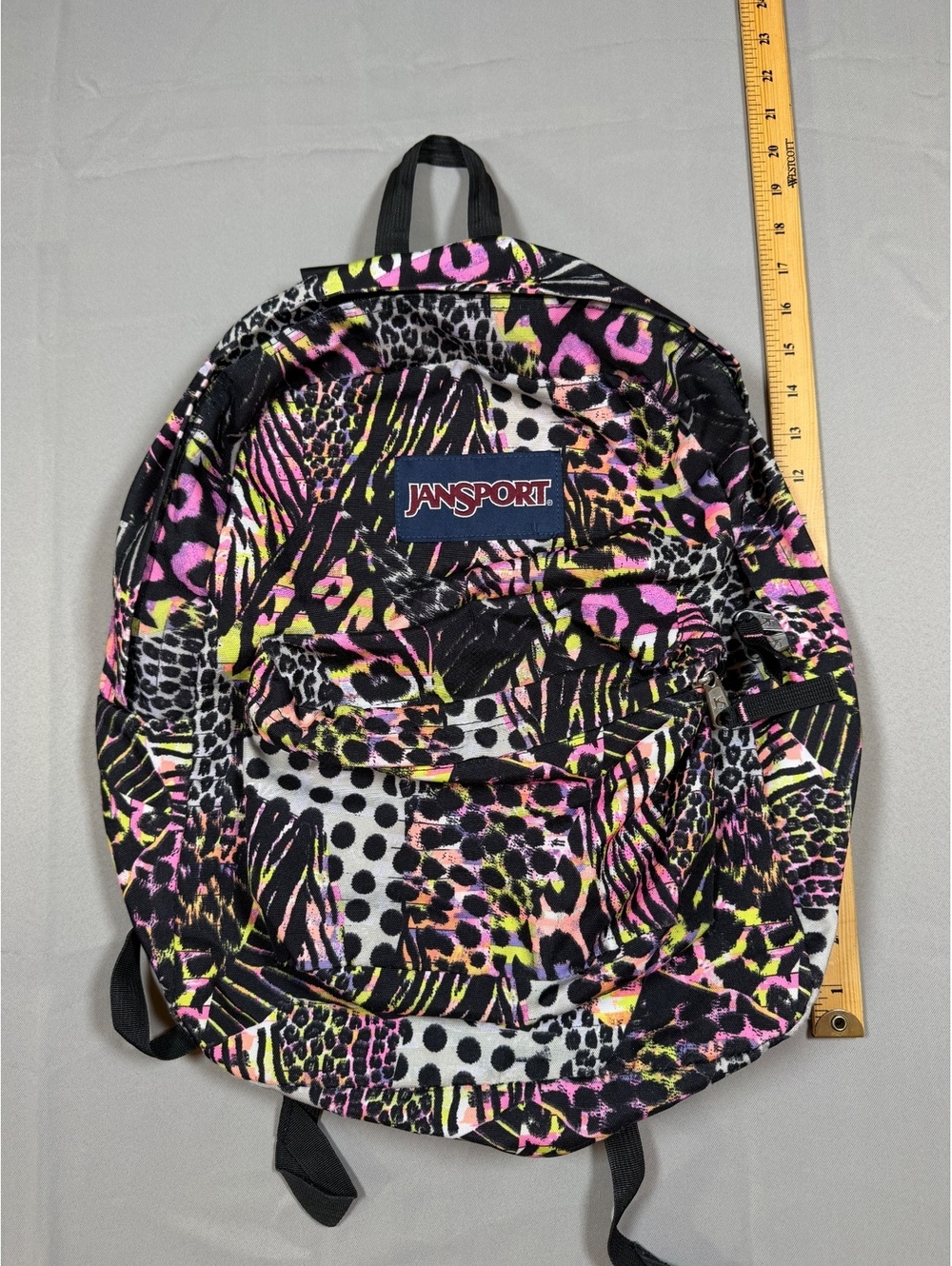 Vintage JanSport Backpack Neon Animal Print 90s Y2K Pink Black Leopard Zebra
